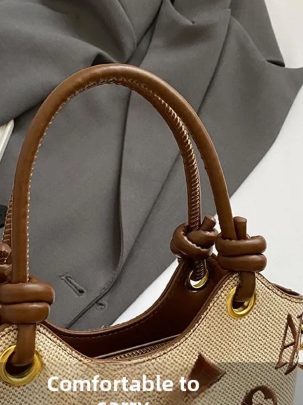 Designer Beige and Black Monogram Canvas Crossbody Bag - Picture 9 of 13